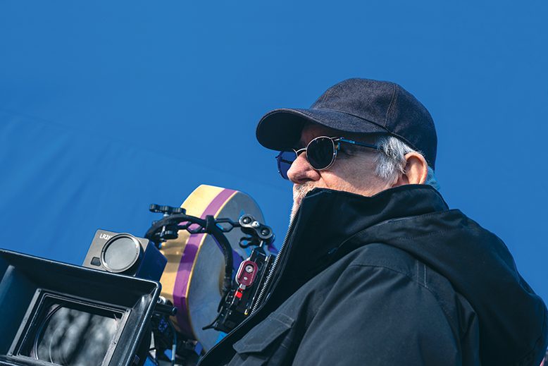Steven Spielberg on the set of DISCLOSURE DAY.