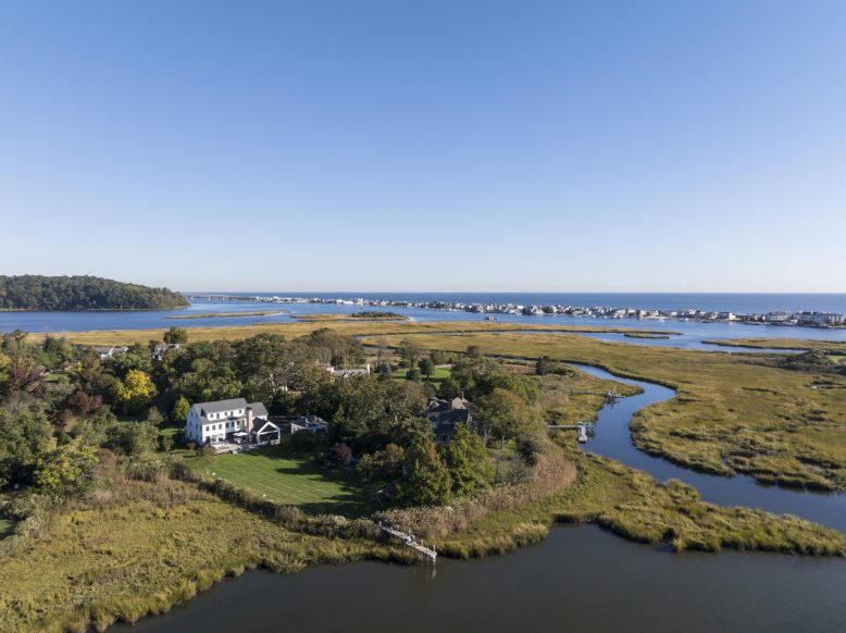 Aerial shot of home in Rumson, NJ